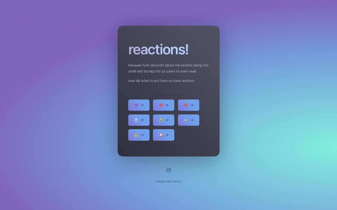 Carrd profile picture for @reactions